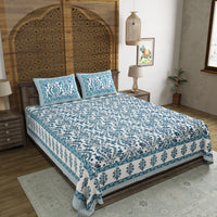 King Size Pure Cotton Hand Block Print Bedsheet Design 21