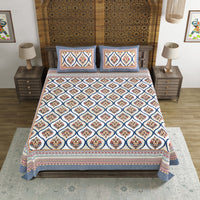 King Size Pure Cotton Hand Block Print Bedsheet Design 38