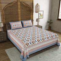 King Size Pure Cotton Hand Block Print Bedsheet Design 38