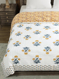 BLOCKS OF INDIA Hand Block Printed Cotton King Size Quilt (Design 46)