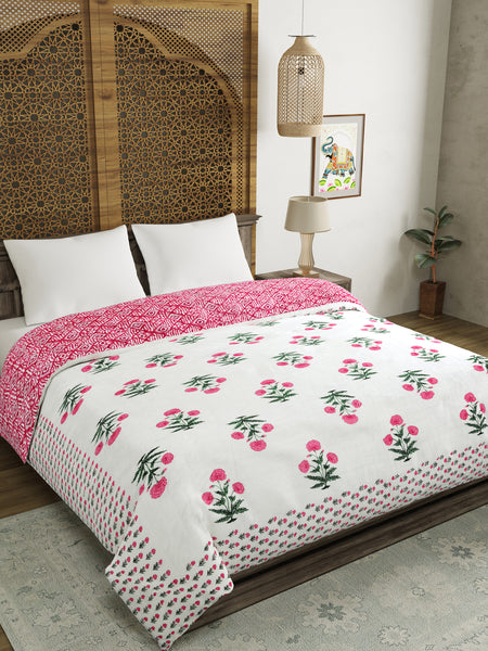 BLOCKS OF INDIA Hand Block Printed Cotton King Size Quilt (Design 47)