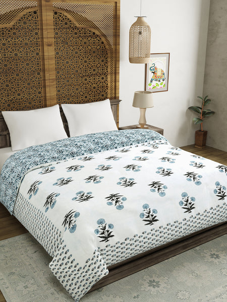BLOCKS OF INDIA Hand Block Printed Cotton King Size Quilt (Design 48)