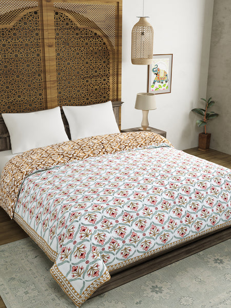 BLOCKS OF INDIA Hand Block Printed Cotton King Size Quilt (Design 54)