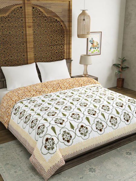 BLOCKS OF INDIA Hand Block Printed Cotton King Size Quilt (Design 57)