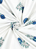 Hand Block Print Cotton King Size Bedsheet Blue Green Flr