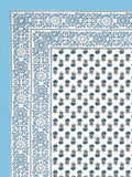 Hand Block Print Cotton King Size Bedsheet Blue Grey Buti