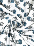 Hand Block Print Cotton King Size Bedsheet Blue Grey Buti