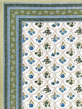 Hand Block Print Cotton King Size Bedsheet (Blue Rose)