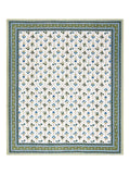 Hand Block Print Cotton King Size Bedsheet (Blue Rose)