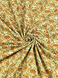 Hand Block Print Cotton King Size Bedsheet (Green gad Anar)