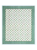 Hand Block Print Cotton King Size Bedsheet (Green Rose)