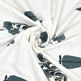BLOCKS OF INDIA Hand Block Print Cotton King Size Bedsheet (Grey Rose)