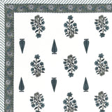 BLOCKS OF INDIA Hand Block Print Cotton King Size Bedsheet (Grey Rose)