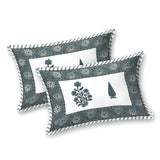 BLOCKS OF INDIA Hand Block Print Cotton King Size Bedsheet (Grey Rose)