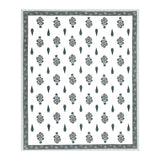 BLOCKS OF INDIA Hand Block Print Cotton King Size Bedsheet (Grey Rose)