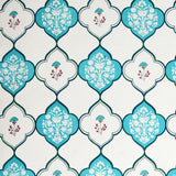 BLOCKS OF INDIA Hand Block Print Cotton King Size Bedsheet (Mughal Turq)