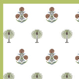 Hand Block Print Cotton King Size Bedsheet Open Green motif