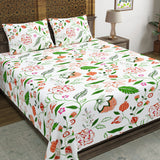 BLOCKS OF INDIA Hand Block Print Cotton King Size Bedsheet (Orange Anar Jaal)