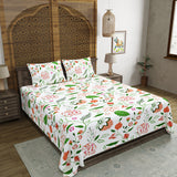BLOCKS OF INDIA Hand Block Print Cotton King Size Bedsheet (Orange Anar Jaal)