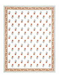 BLOCKS OF INDIA Hand Block Print Cotton King Size Bedsheet Orange Green Flr