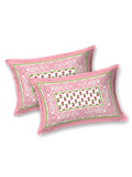 Hand Block Print Cotton King Size Bedsheet Pink buti