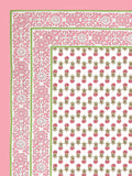 Hand Block Print Cotton King Size Bedsheet Pink buti