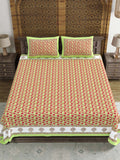 Hand Block Print Cotton King Size Bedsheet (Pink Gad Anar)