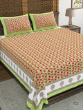 Hand Block Print Cotton King Size Bedsheet (Pink Gad Anar)