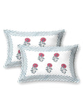 Hand Block Print Cotton King Size Bedsheet Pink Grey Flr