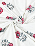 Hand Block Print Cotton King Size Bedsheet Pink Grey Flr