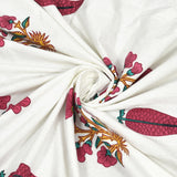 BLOCKS OF INDIA Hand Block Print Cotton King Size Bedsheet (Pink Rose)