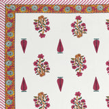 BLOCKS OF INDIA Hand Block Print Cotton King Size Bedsheet (Pink Rose)