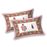 BLOCKS OF INDIA Hand Block Print Cotton King Size Bedsheet (Pink Rose)