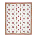 BLOCKS OF INDIA Hand Block Print Cotton King Size Bedsheet (Pink Rose)