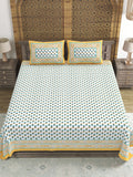 Hand Block Print Cotton King Size Bedsheet Yellow Buti