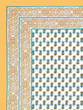 Hand Block Print Cotton King Size Bedsheet Yellow Buti