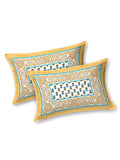 Hand Block Print Cotton King Size Bedsheet Yellow Buti