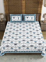 BLOCKS OF INDIA Sanganeri Print Cotton Viscose Economy King Size Bedsheet (225 X 270 CM) DOB_BED_AURA_12
