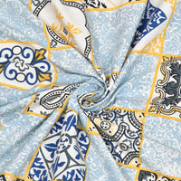 BLOCKS OF INDIA Sanganeri Print Cotton Viscose Economy King Size Bedsheet (225 X 270 CM) DOB_BED_AURA_BOX_BLUE