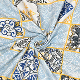 BLOCKS OF INDIA Sanganeri Print Cotton Viscose Economy King Size Bedsheet (225 X 270 CM) DOB_BED_AURA_BOX_BLUE