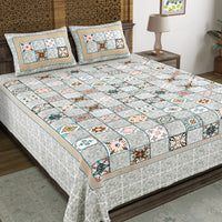 BLOCKS OF INDIA Hand Block Print Cotton King Size Bedsheet (225 X 270 CM) DOB_BED_AURA_BOX_BROWN