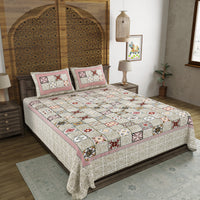 BLOCKS OF INDIA Sanganeri Print Cotton Viscose Economy King Size Bedsheet (225 X 270 CM) DOB_BED_AURA_BOX_RED