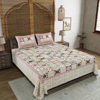 BLOCKS OF INDIA Hand Block Print Cotton King Size Bedsheet (225 X 270 CM) DOB_BED_AURA_BOX_RED