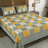 BLOCKS OF INDIA Sanganeri Print Cotton Viscose Economy King Size Bedsheet (225 X 270 CM) DOB_BED_AURA_CHECK PAISLEY_GREEN