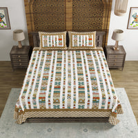 BLOCKS OF INDIA Hand Block Print Cotton King Size Bedsheet (225 X 270 CM) DOB_BED_AURA_IKAT_BROWN