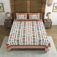 BLOCKS OF INDIA Hand Block Print Cotton King Size Bedsheet (225X 270 CM) DOB_BED_AURA_IKAT_RED