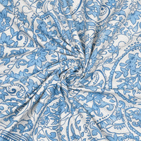 BLOCKS OF INDIA Sanganeri Print Cotton Viscose Economy King Size Bedsheet (225 X 270 CM) DOB_BED_AURA_JAAL_BLUE