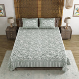 BLOCKS OF INDIA Sanganeri Print Cotton Viscose Economy King Size Bedsheet (225 X 270 CM) DOB_BED_AURA_JAAL_GREY