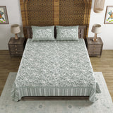 BLOCKS OF INDIA Hand Block Print Cotton King Size Bedsheet (225 X 270 CM) DOB_BED_AURA_JAAL_GREY