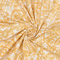 BLOCKS OF INDIA Sanganeri Print Cotton Viscose Economy King Size Bedsheet (225 X 270 CM) DOB_BED_AURA_JAAL_YELLOW